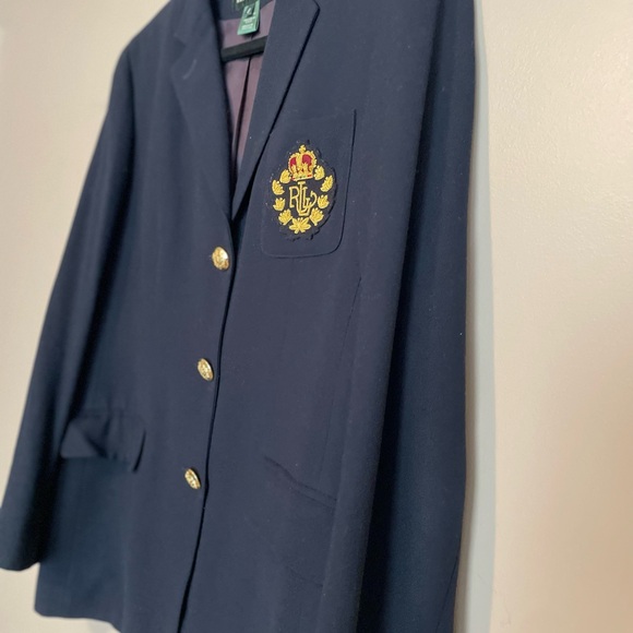 Ralph Lauren Navy Blazer with Embroidered Crest - Picture 8 of 11